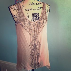Renzo + kai silk blush colored top size small